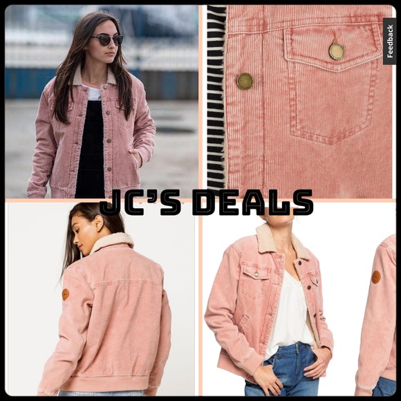 🔥 Roxy pink desert sands Corduroy trucker jacket nwt! ✨ - Picture 2 of 5